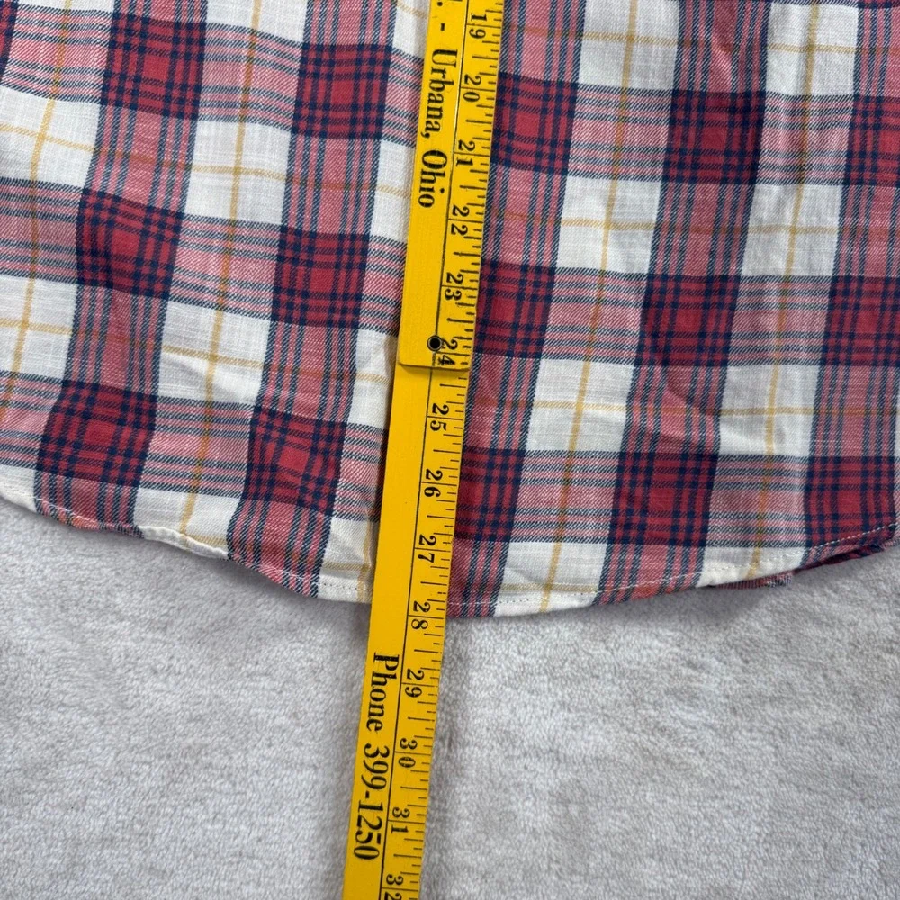 Gap Mens Small Untucked Fit Red Plaid Flannel Button Down Shirt New‎ NWT Cotton